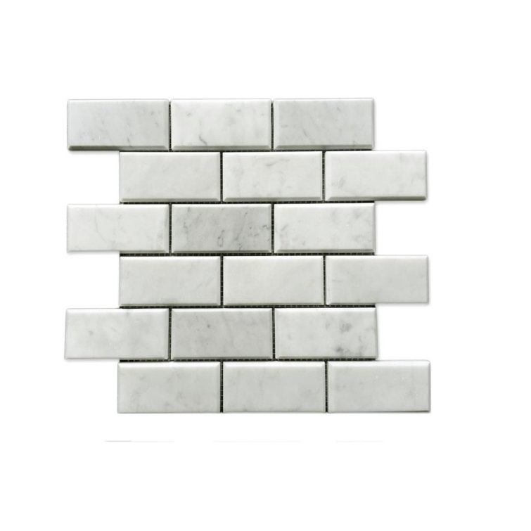 Stone & Tile Shoppe, Inc. Beveled Marble Brick Joint Mosaic Wall